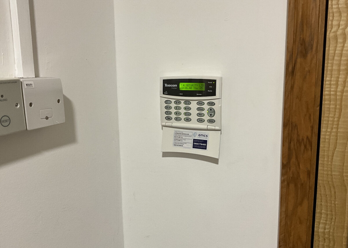 Texecom alarm keypad installed by J4 Security Systems in Derby